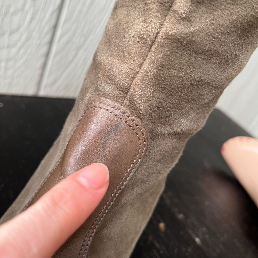Audrey Brooke Camo Green Suede & Leather Kitten Heel Boots 8.5 - Picture 10 of 10